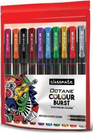 Classmate Octane Color Burst-Multicolor Gel Pens (Pkt of 10 Nos)